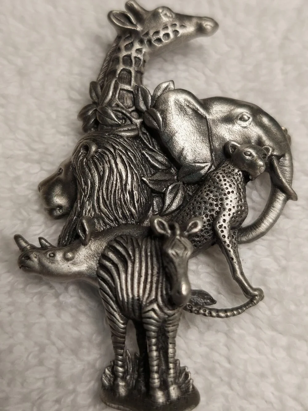 Fable Silver-Tone Safari Animal Pewter Brooch